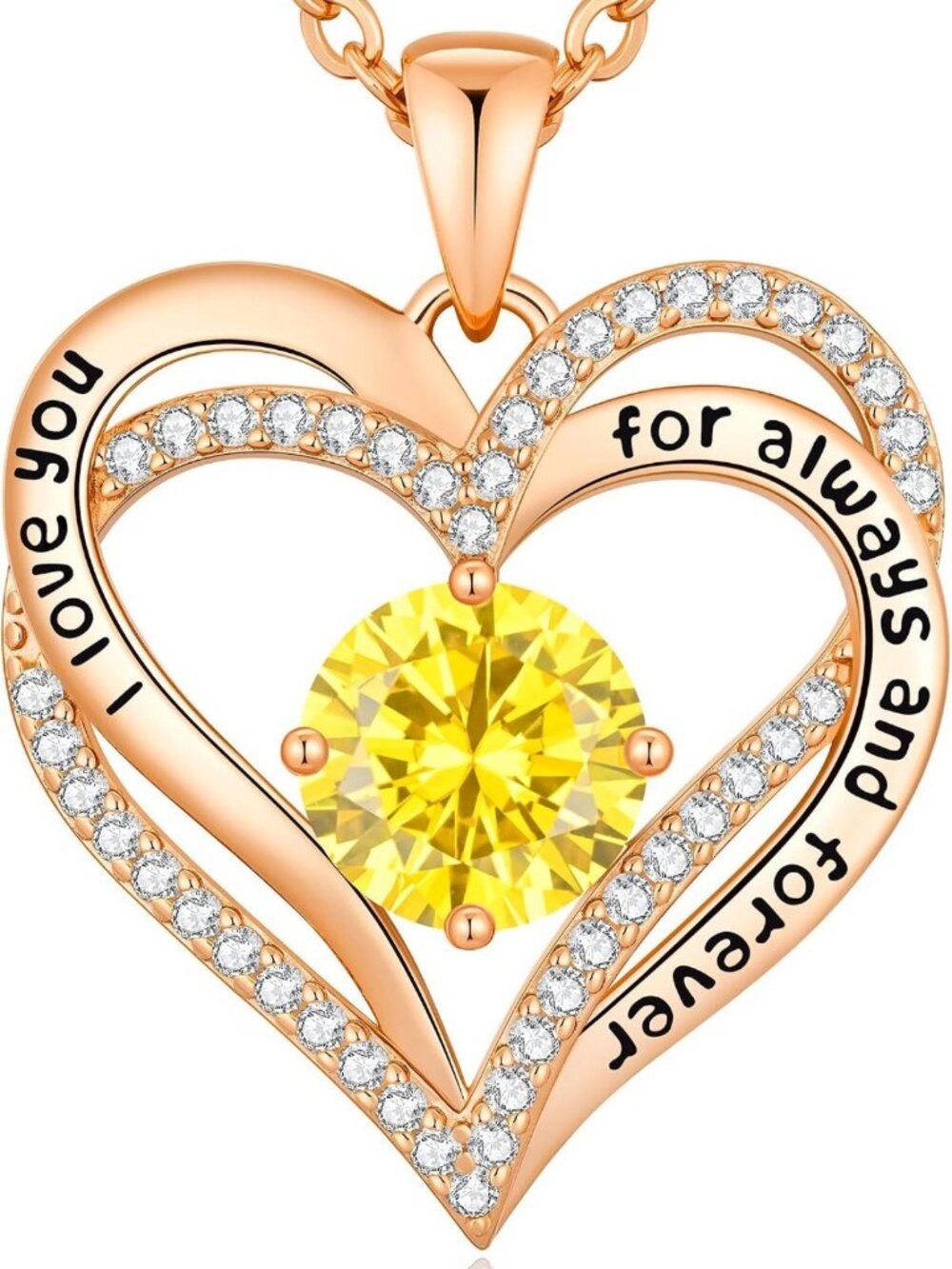 18K Rose Gold Heart Pendant Necklace with Birthstone - Perfect Gift for Her